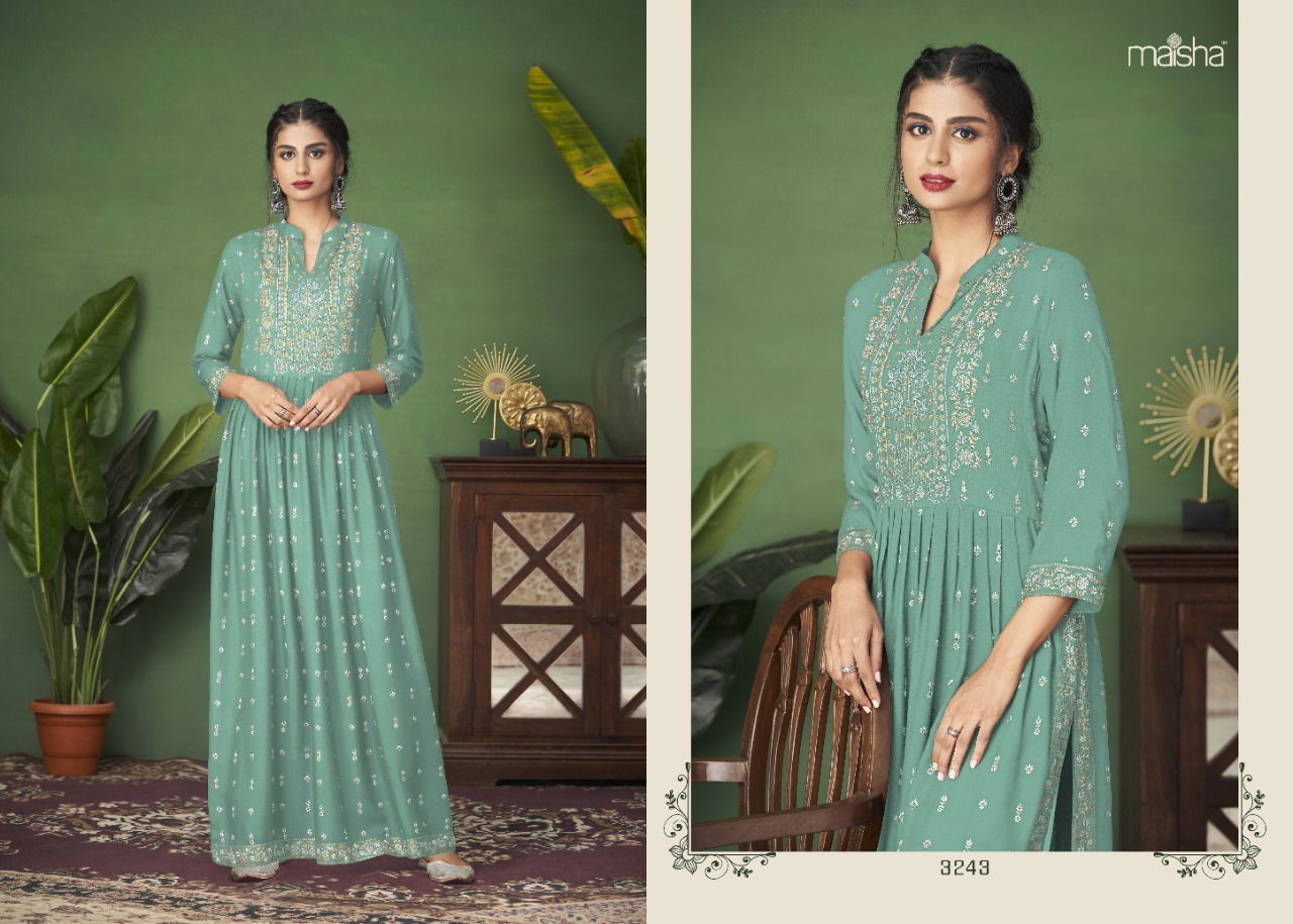 Maisha Monsoon Nx 5 Designer Fancy Wear Wholesale Kurti With Bottom
